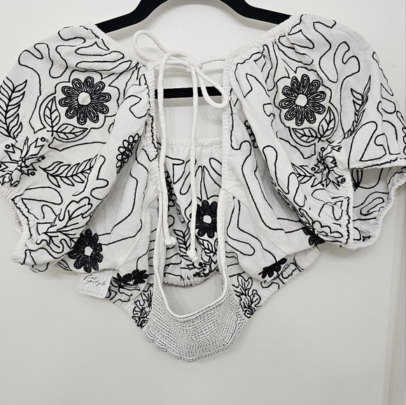 Free People Set Lotus In White Black Combo Size  L Large Cotton $168 NWT - Picture 12 of 15